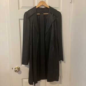 Black Perforated Leather Trench Coat